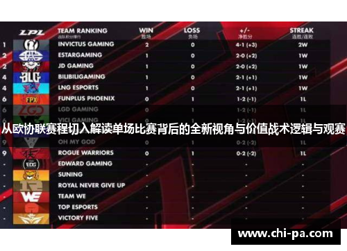 从欧协联赛程切入解读单场比赛背后的全新视角与价值战术逻辑与观赛